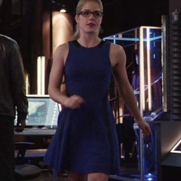 NEW Rag & Bone Renard Dress Mini Blue Leather Trim Flare Sleveless Size 0 - Picture 4 of 9